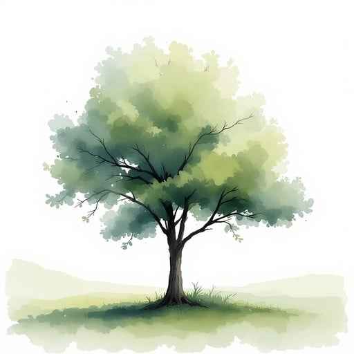 Solitary Tree Watercolor Solitary Tree Watercolor