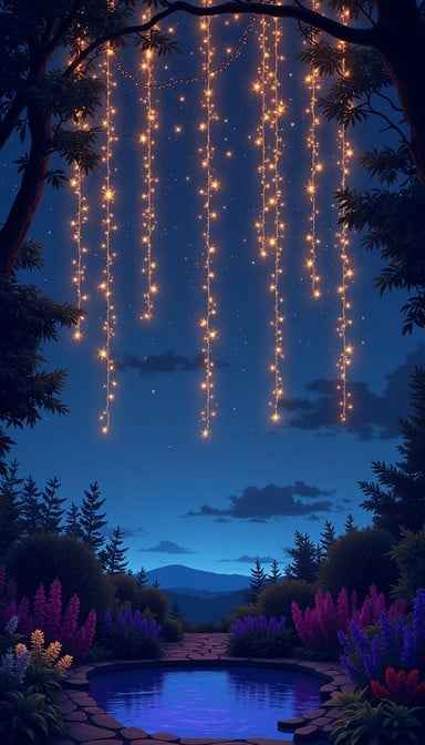 Luminous Night Waterfall Luminous Night Waterfall