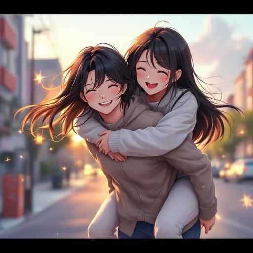 Joyful Sunset Friends