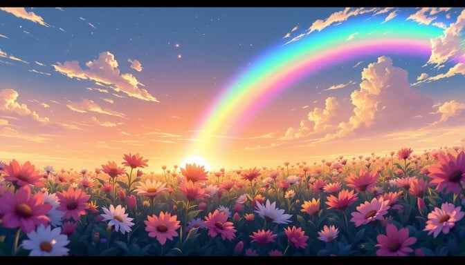 Rainbow Meets Flowers