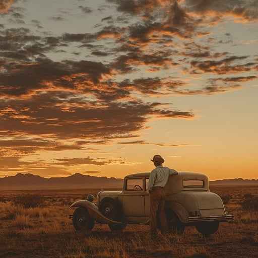 Sunset desert drive