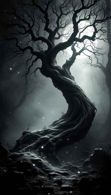 Moonlit Twisted Tree