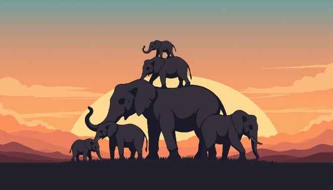 Sunset Elephant Pyramid