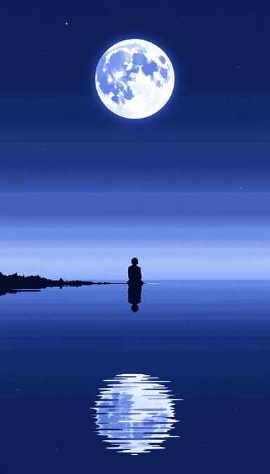 Moonlit Water Reflection