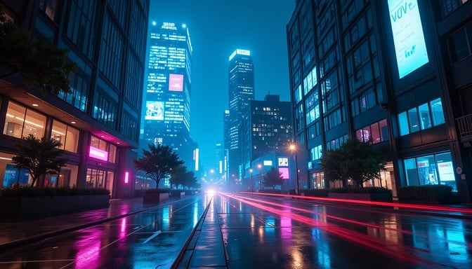 Neon City Reflections