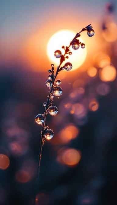 Dewdrops Catch Sunset