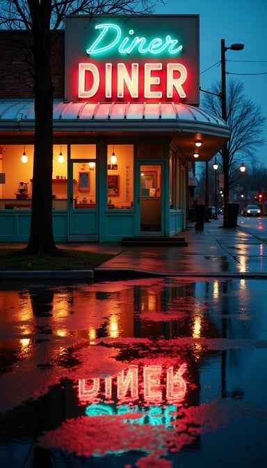 Neon Diner Reflections