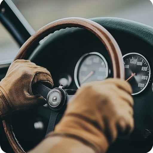 Driving Vintage Car Driving Vintage Car