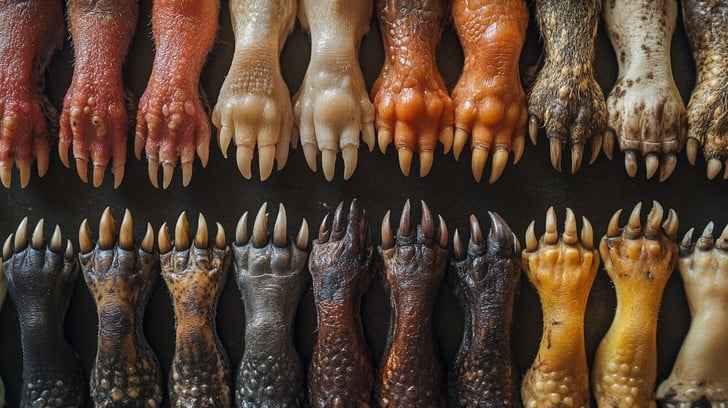 Various animal feet
