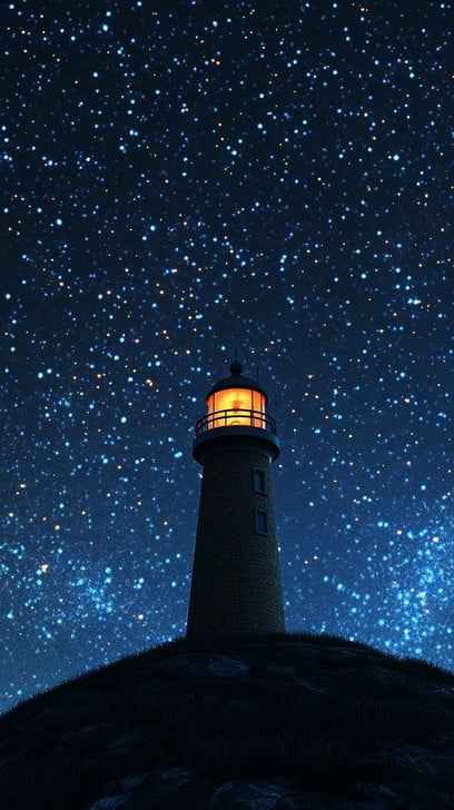 Starry Lighthouse Night
