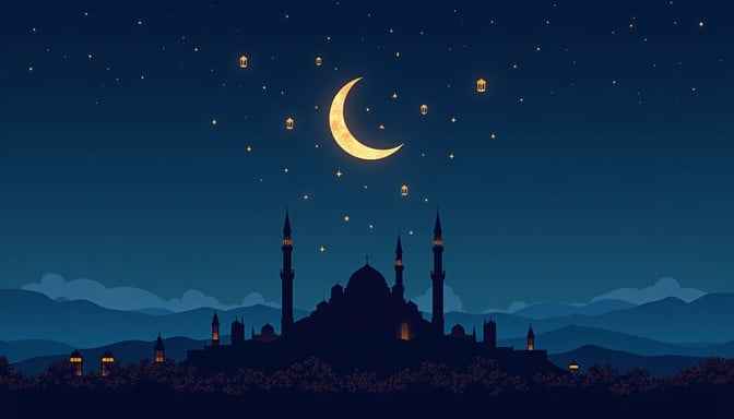 Moonlit Mosque Scene