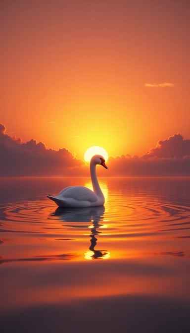 Sunset Swan Silhouette Sunset Swan Silhouette