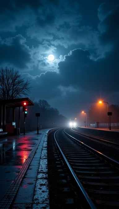 Moonlit Railway Night