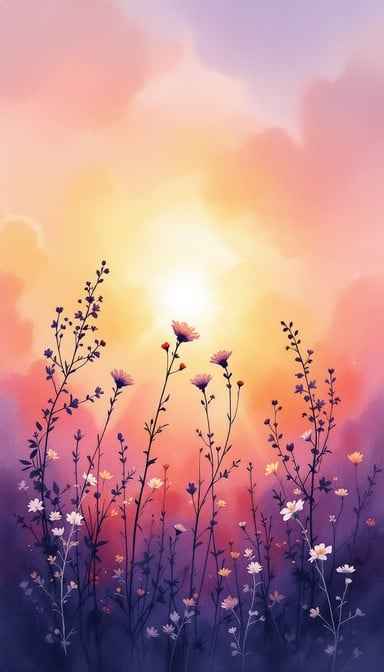 Sunset Wildflower Silhouettes
