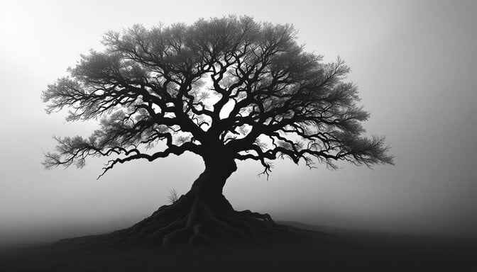 Misty Tree Silhouette