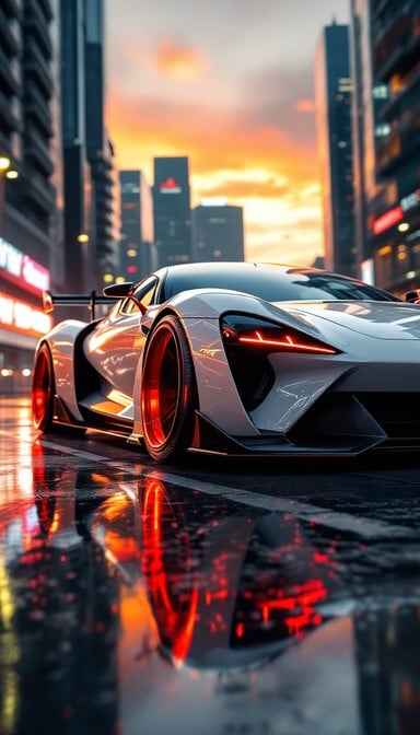 Sunset Supercar Reflection