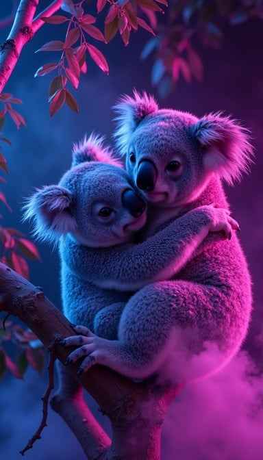 Neon Koala Embrace