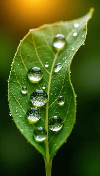 Dewdrops on Leaf
