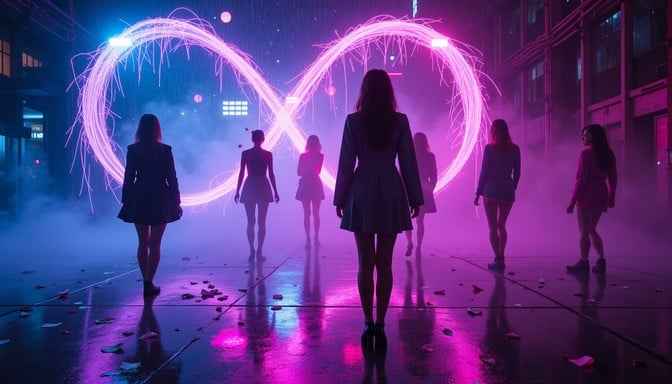 Neon Heart Silhouettes