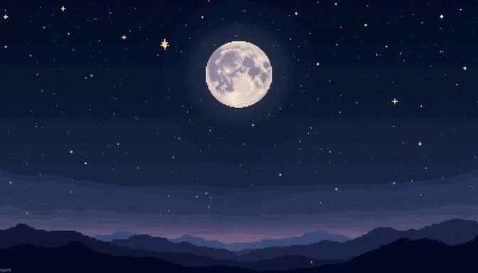 Moonlit Mountain Night