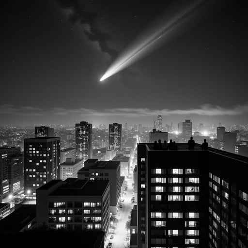 Comet Over Cityscape Comet Over Cityscape