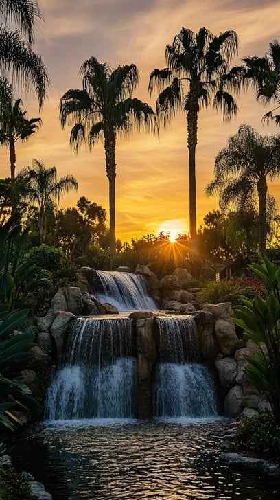 Sunset Waterfall Oasis