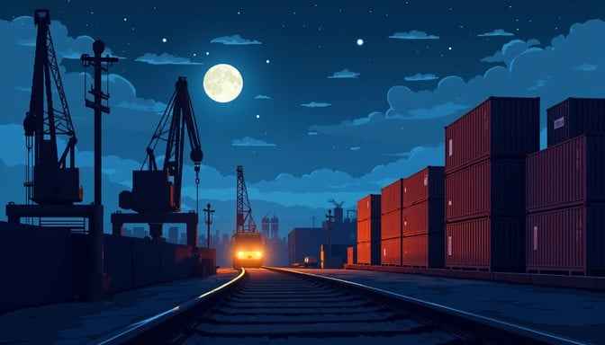 Moonlit Freight Yard Moonlit Freight Yard