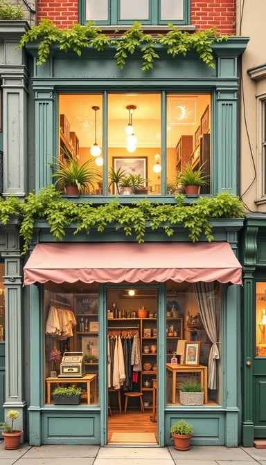 Charming green storefront