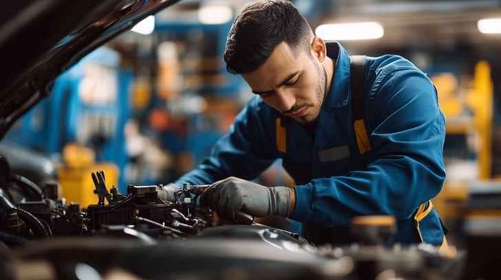 Mechanic fixing car
