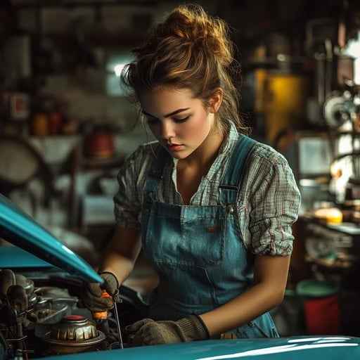 Mechanic fixing car
