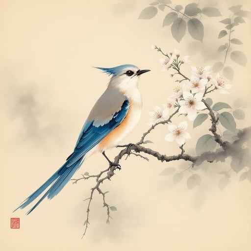 Serene Blue Bird