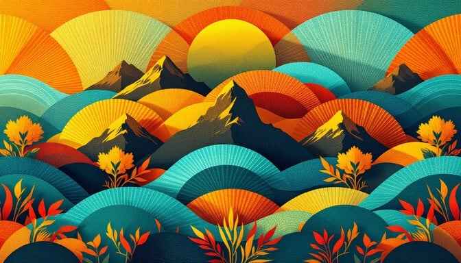 Geometric Sunset Mountains