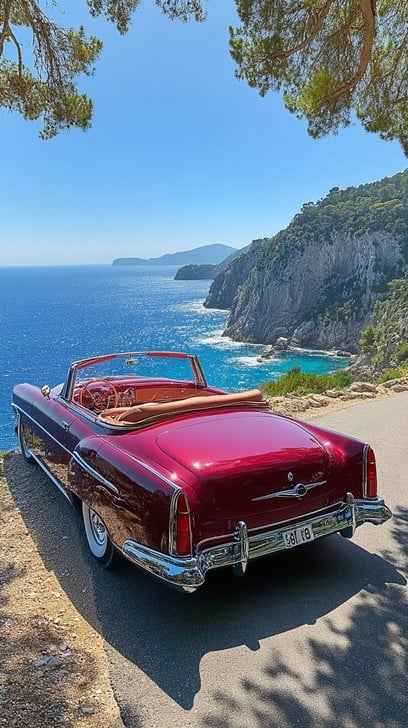 Vintage car seaside