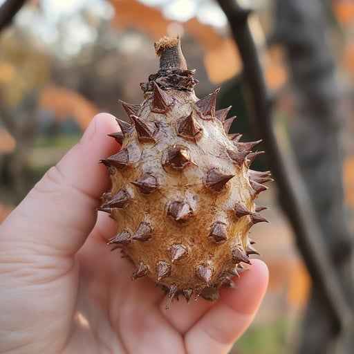 Holding spiky fruit Holding spiky fruit