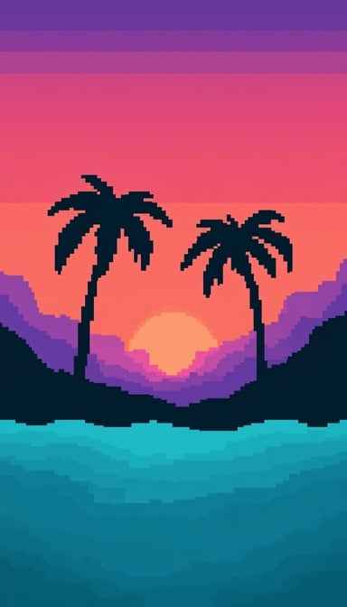 Pixelated Paradise Sunset