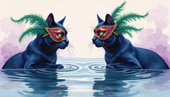 Masked Feline Reflection