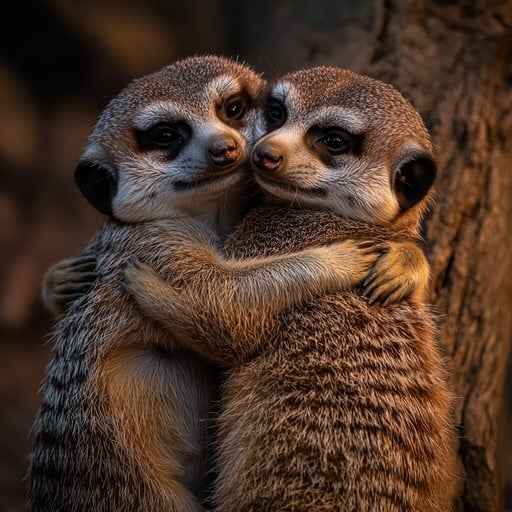Meerkats Embracing Tenderly