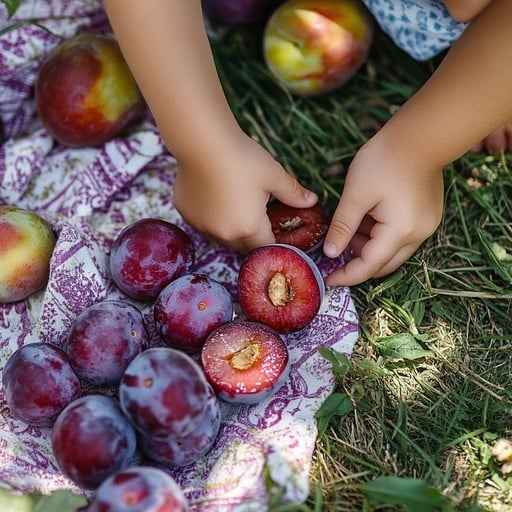 Child picks plums