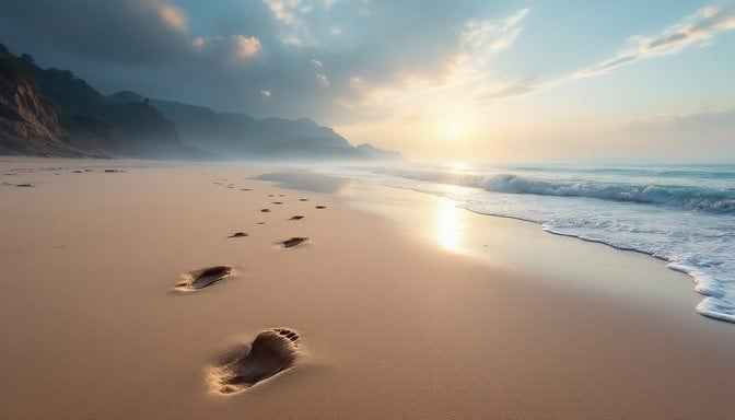 Footprints Meeting Ocean