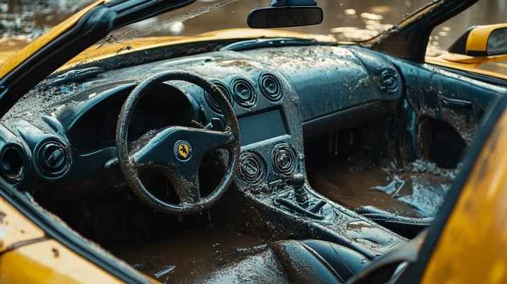 Muddy car interior Muddy car interior