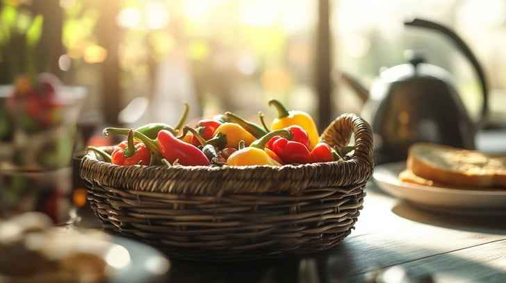 Sunlit fruit basket