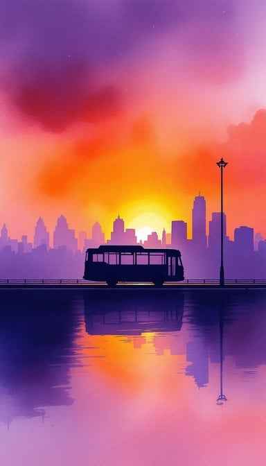 Sunset Bus Silhouette Sunset Bus Silhouette