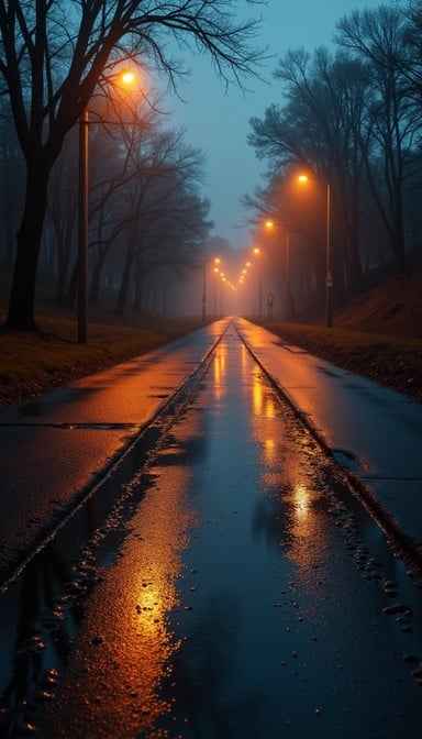 Glowing Wet Pathway Glowing Wet Pathway