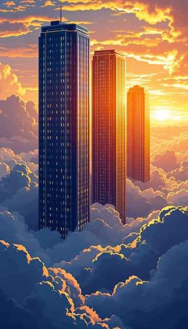 Skyscrapers Pierce Clouds Skyscrapers Pierce Clouds