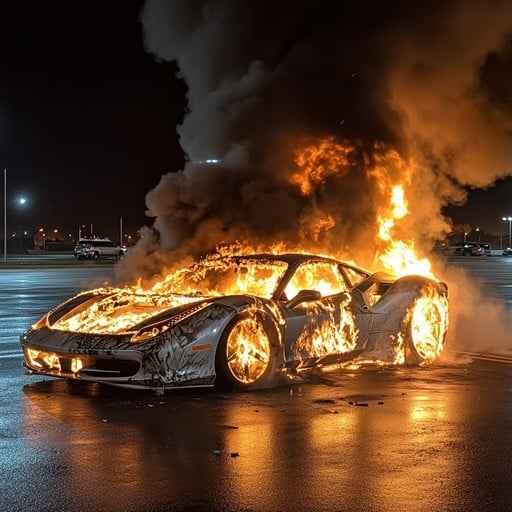 Car engulfed flames
