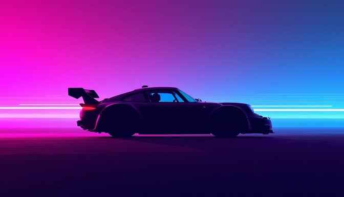 Synthwave Racing Silhouette Synthwave Racing Silhouette