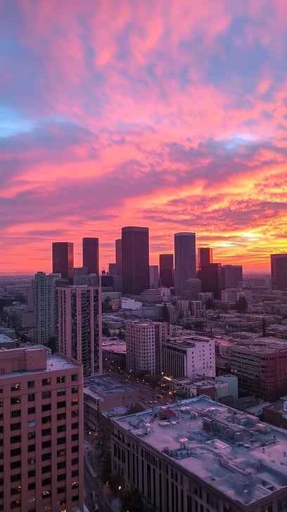 Sunset over city Sunset over city