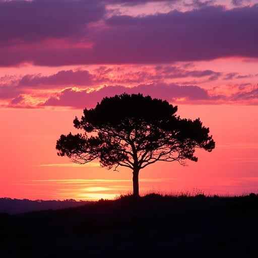 Sunset Silhouetted Tree