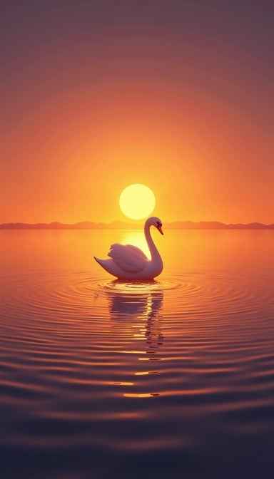 Sunset Swan Silhouette