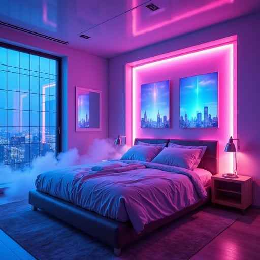 Neon Dreamscape Bedroom